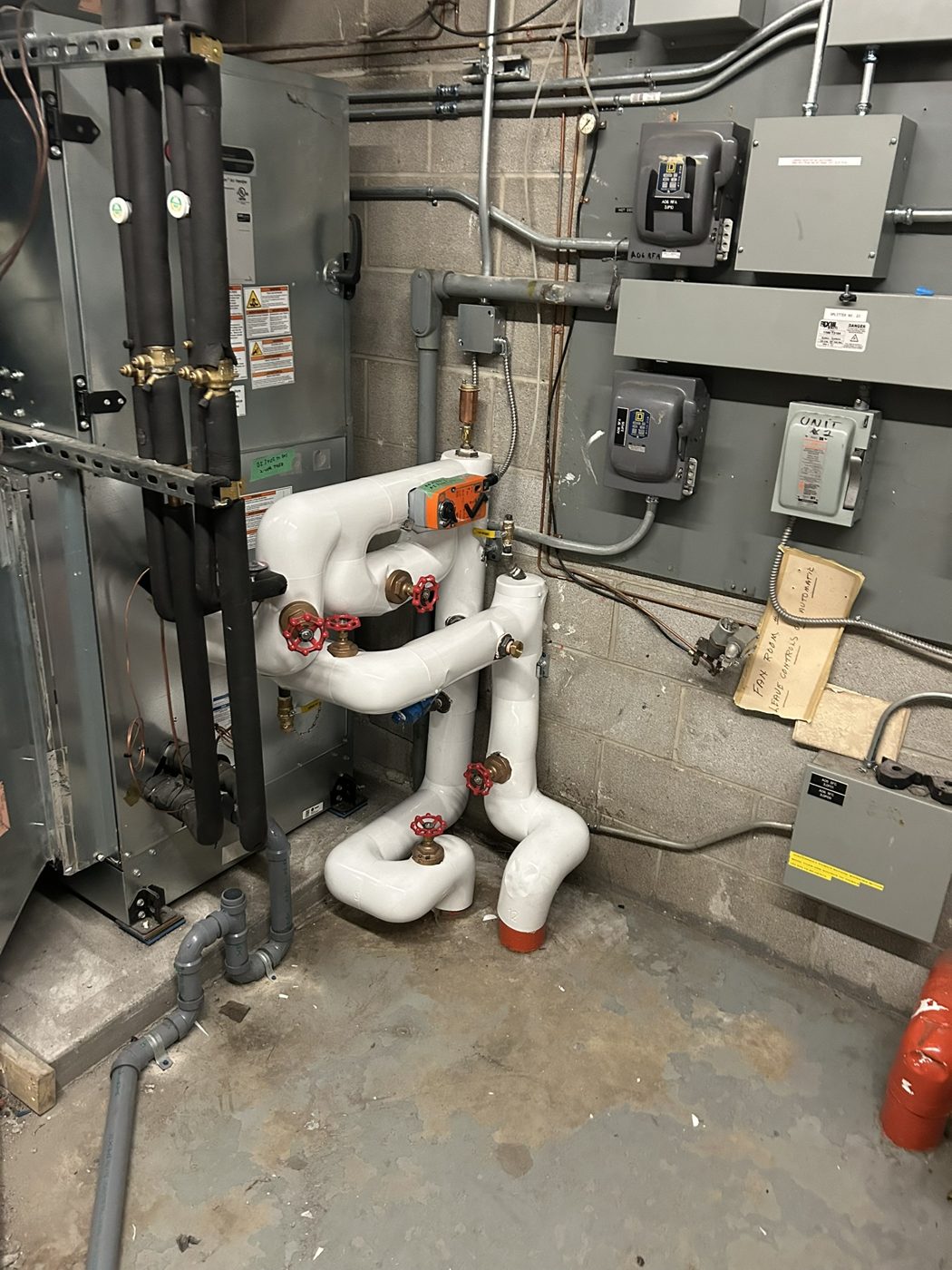 Same boiler room pipes fully insulated and jacketed