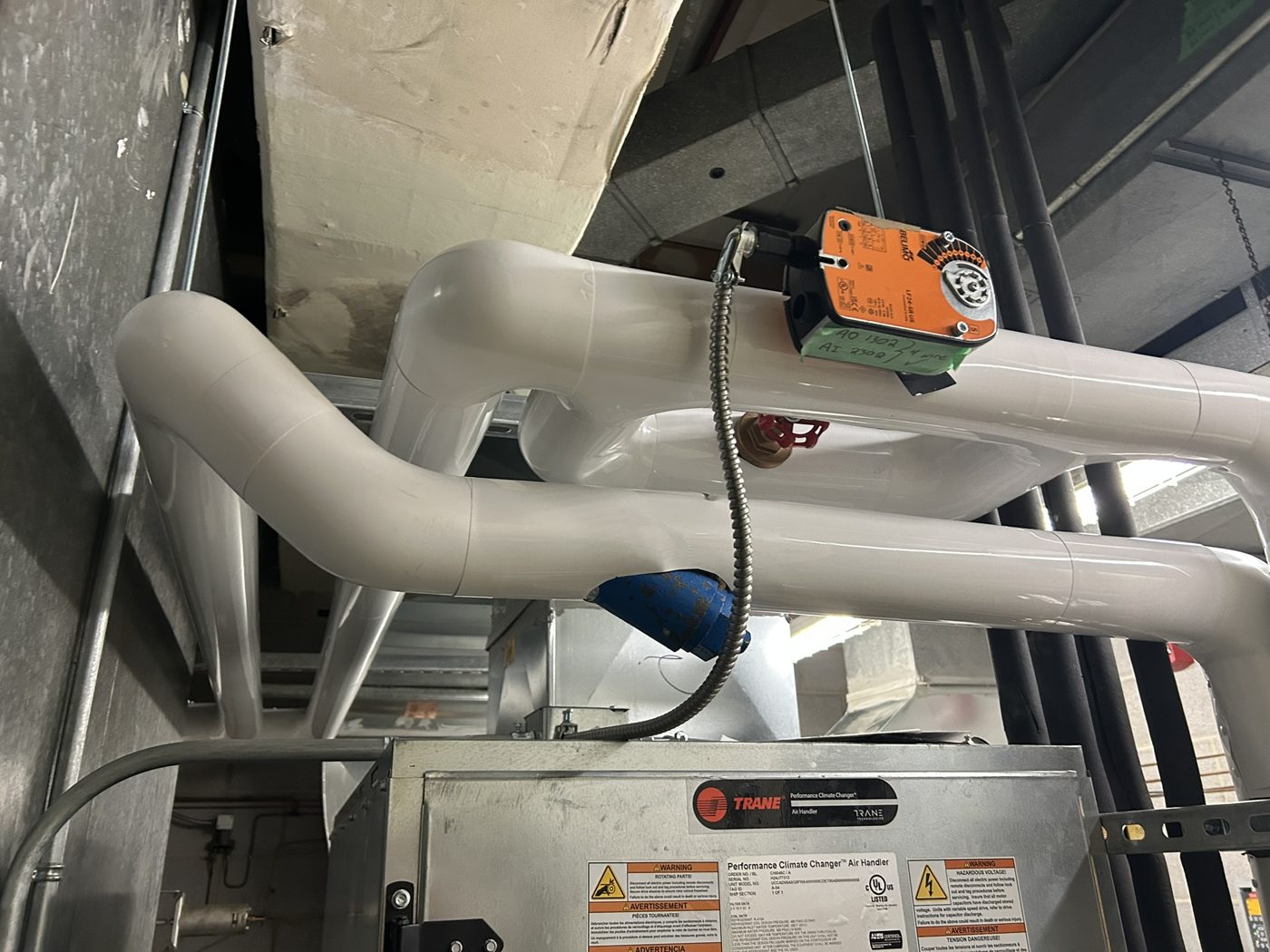 Air handling unit connections insulated