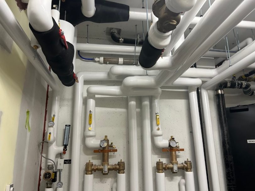 New boiler room with fully insulated piping