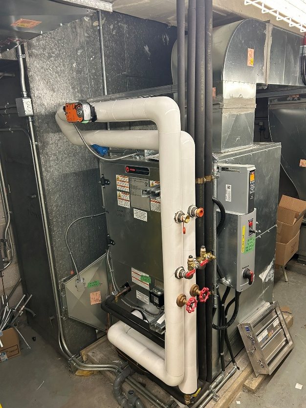 Air handling unit connections before insulation